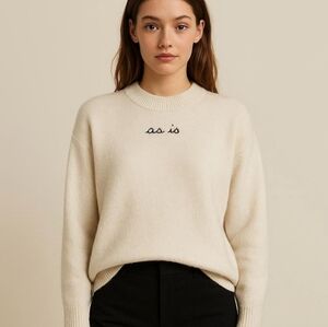 BP Cream 'as is' Embroidered Crewneck Sweater